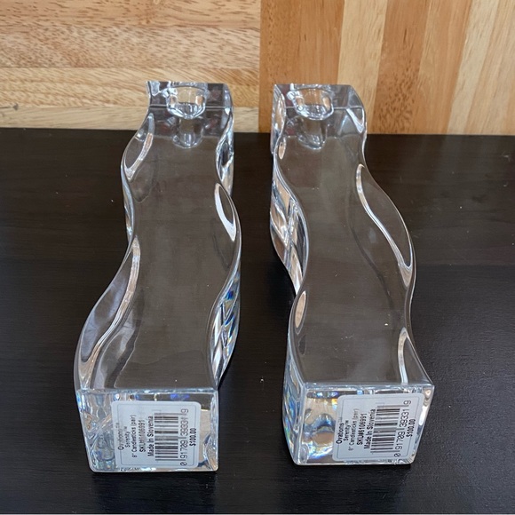 Pair of LENOX Ovations Serenity Wavy Curve 8” Crystal Glass Candle Stick Holders - Picture 8 of 14